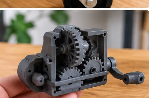 Mechanizm z kół zębatych wykonany w druku 3D